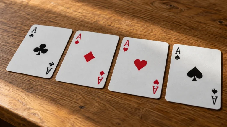 Quatre cartes représentant trèfle, carreau, cœur et pique